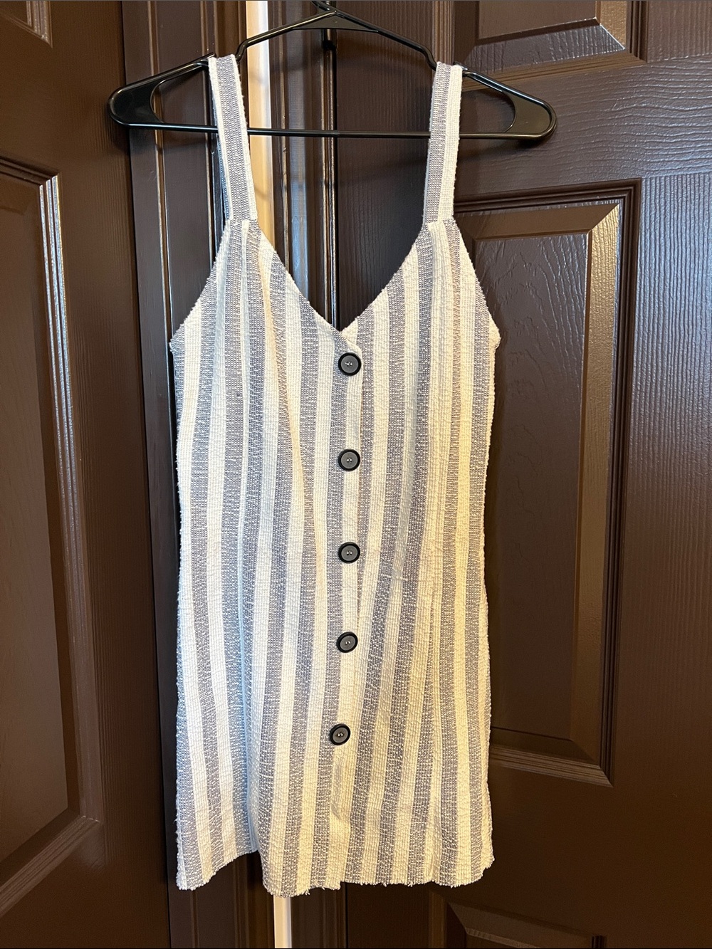 Zara Cream and Gray Striped Button-Front Mini Dress